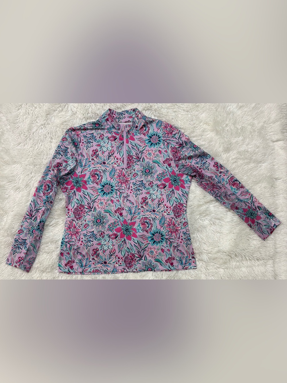 Women’s Pink Floral Quarter-Zip Top